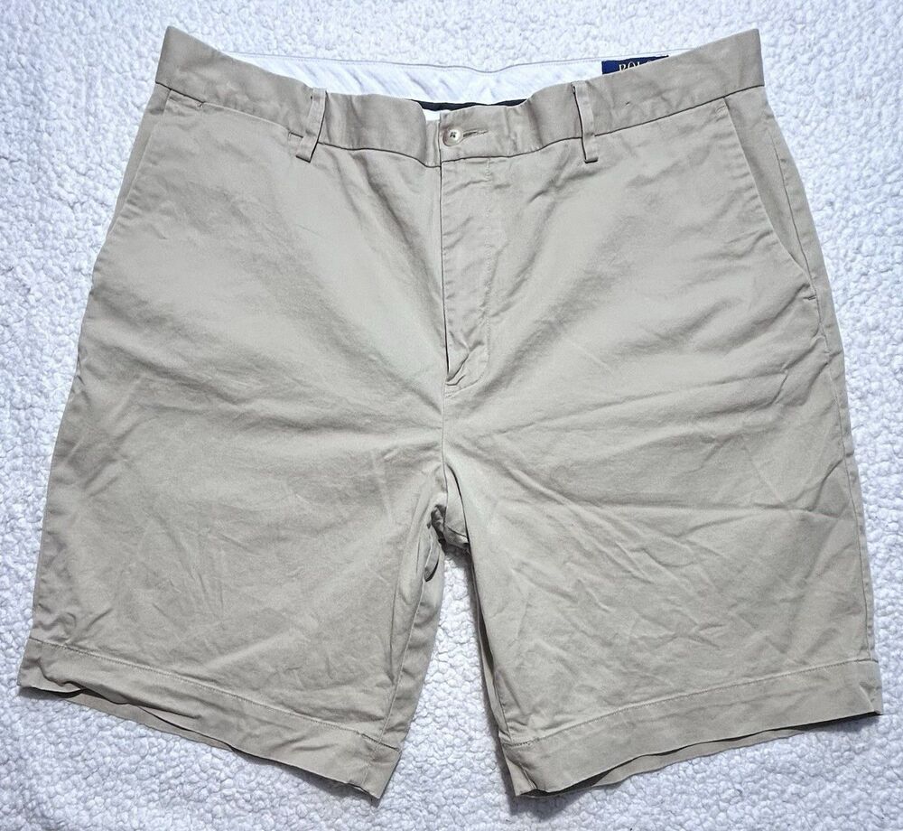 Polo Ralph Lauren Chino Shorts Mens 36 Khaki Stretch Classic Fit Brushed Cotton